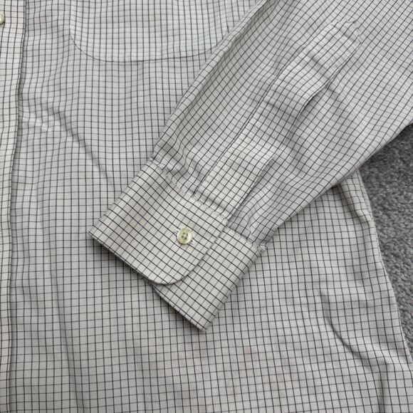 Brooks Brothers Extra Slim Non Iron Dress Shirt Mens 16 34 White Blue Check Work - Picture 5 of 16